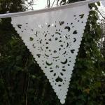 Outdoor Wedding Ivory Fabric Bunting, Ivory Lace..