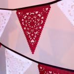 Red And White Christmas Banner, Lace Garland,..
