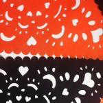 Black Orange Halloween Garland, Lace Effect..