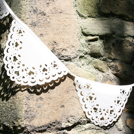 Doily Inspired Wedding Bunting, Cream Vintage Look- Made Fresh For You